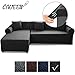 Produktbild CAVEEN Sofabezug L Form Sofaüberwürfe 2 Stück 3 Sitzer + 3 Sitzer Elastische Sofabezüge Sofa Überzug Stretch Fabric Sofa cover Sofaüberwurf L Form Sofa Abdeckung Schwarz