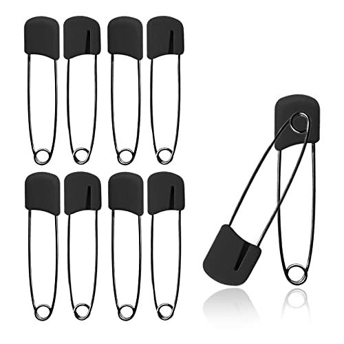 Lxnoap 10 pcs Cloth Diaper Pins Stainless Steel Traditional Safety Pin (Black)