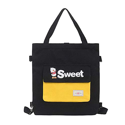 Rucksack Damen Umhängetasche Canvas Double Back Cartoon Umhängetasche Damen Tasche