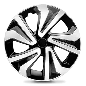 QUALITYFIND 16 inch Hubcaps Universal Hubcap Black & Silver Wheel Cover for Cars – Set of 4 – Fits Toyota Corolla Honda Volkswagen Chevy Chevrolet Mazda Dodge Ford and Most Cars