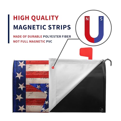 Image of America Flag Mailbox Cover Large Size Magnetic Patriotic Star Mail Box Wrap 4th of July Memorial Letter Post Box Cover Independence Day Mailbox Covers for Outside Oversized 25.5 X 21 Inch