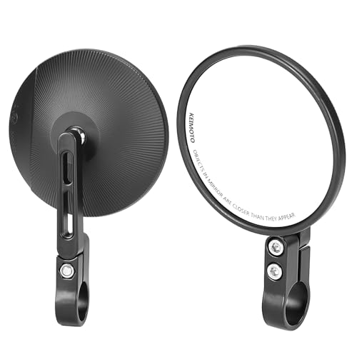 KEMIMOTO Specchietti Moto Omologati E24, 2 Pezzi Specchietto Retrovisore Manubrio con CNC, Tondi Specchi Moto Compatibili con Motocicli, Scooter, ATV