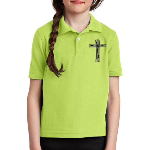 Girls School Uniforms Polo Shirts Kids Button Down Collar Short Sleeve Golf Shirt Teen Cross Embroidery Clothes