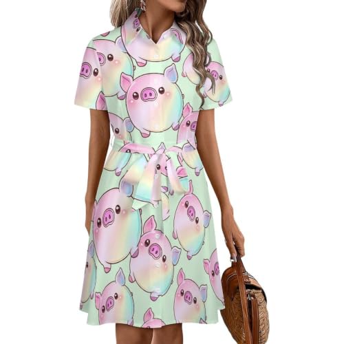 Robe d'été boutonnée avec manches courtes pour un confort quotidien