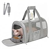 SECLATO Cat Carrier Pet Dog Carrier Airline Approved for Puppy Kitten Carriers Under 15lb, Collapsible Soft Sided TSA Approved Travel Carrier-Grey
