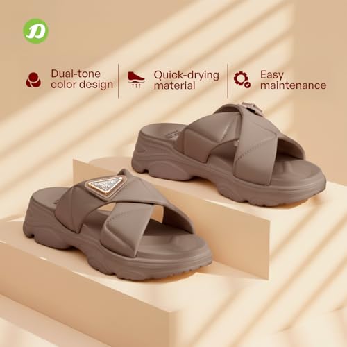 Image of DOCTOR EXTRA SOFT Women's Fashionable Buckle Sliders /Slippers with Cushion FootBed for Adult | Comfortable & Light Weight| Stylish & Anti-Skid| Waterproof & Everyday Flip Flops for Ladies Girls D-521