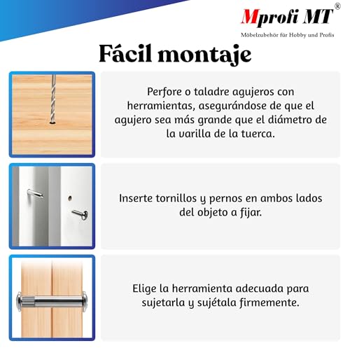 Miniatura 4 de Mprofi Mt 50 Piezas Tornillos De Conexión Para Muebles M4 X 32-38mm Conectores De Armario Tornillos De Unión De Muebles Fijación Para Muebles Totalmente Metálicos Acero Inoxidable