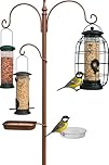 DIVCHI Bird Feeders Hanging Station With 2 Dishes Feeder Pole, Feeding Station, Metal Bird Feeder Stand, Feeders For Small Birds Garden Decorations (Only Station, Feeder Not Included)