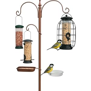 DIVCHI Bird Feeders Hanging Station With 2 Dishes Feeder Pole, Feeding Station, Metal Bird Feeder Stand, Feeders For Small Birds Garden Decorations (Only Station, Feeder Not Included)