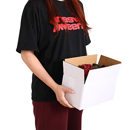 Image of Outus 32 Pack Corrugated Cardboard Boxes, Small, White | With Tape, For Moving Shipping Storage, Office Business Home Packaging, Corrugated Construction Protects Items During Transit