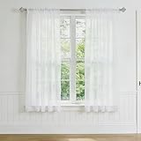 NAKIHOUSE Voile Curtain, 2 Panels Net Curtains for Windows 45 Drop, Elegant Slot Top Sheer Curtains, Light Filtering White Voile Curtains for Living Room, Breathable & Graceful Window Drapes