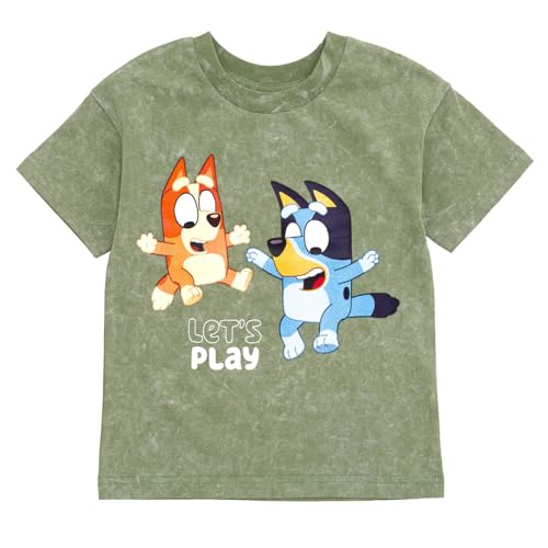 Image of Bluey Drop Shoulder T-Shirt and Shorts Outfit Set Toddler to Big Kid Sizes (2T - 10-12)