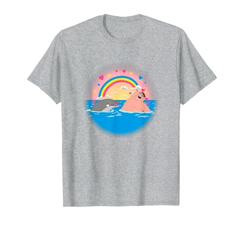 Image of Family Guy Peter Dolphin & Rainbow T-Shirt, Men, Heather Grey, 4X-Large