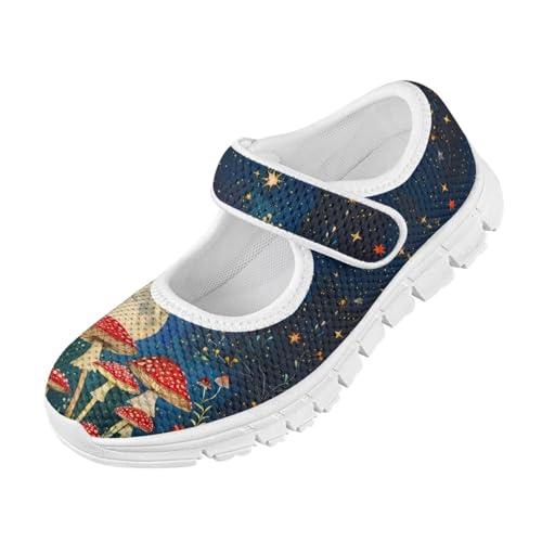 Trippy Mushroom Print Kids Mary Janes Shoes Non Slip Flower Girl Shoes School Sneakers Dress Shoes