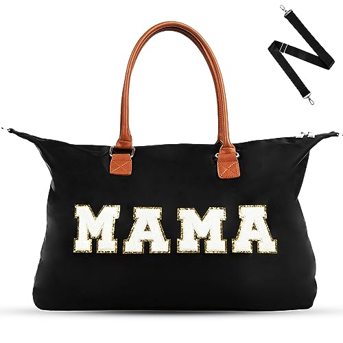 Image of Mommy Bag for Hospital - Nylon Travel Tote w/Leather Handles, Detachable Strap, Laptop Sleeve & More - Mama Bag Essentials