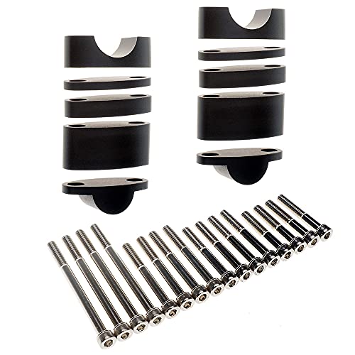 Ape Racing Billet Aluminum Handlebar Risers Adjustable Raise Height With Grade 12.9 Nickel Plated M8 Bolts For 1 1/8" 28.6Mm Bars Motorcycle Atv Dirt Bike Quad Adv (1-1/8", Black) #TOP1