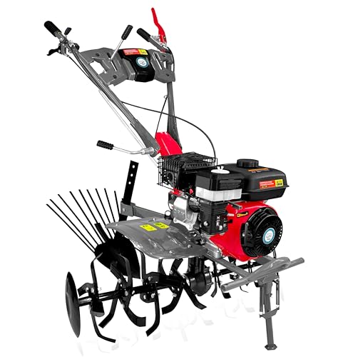 Image of DVI 7HP 4 Stroke Power Weeder with AIR Cooled Petrol Engine Suitable for Farm & Agriculture | Used for Weeding in All Types of Crops with High Carbon Metal Blades. (with Potato Digger Attachment)