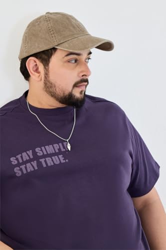 Image of SNITCH Men Plus Size T-Shirt | Stay Simple Stay True Graphic Print & Crew Neck | 100% Breathable Cotton Regular Fit Pullover | Casual Urban Style Minimalist Streetwear Top
