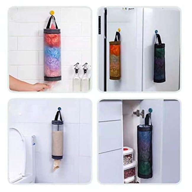 Plastic Bag Holder, Plastic Bag Holder Trash Bags Dispenser Hanging Garbage Bag Storage Organizer for Home Kitchen 3PCS