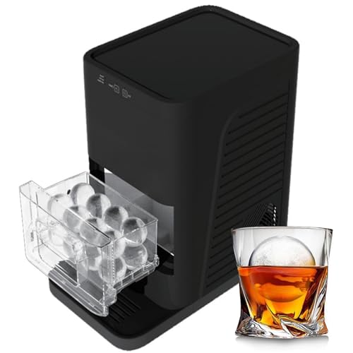 Countertop Ice Sphere Maker, 2" Whiskey Spherical Ice Machine, Auto Self-Cleaning, Crystal Clear Ice Balls, 84 Spheres Daily, Perfect for Home & Bar - Black