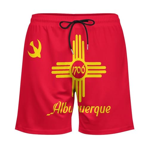 Albuquerque in New Mexico U.S. Flag Men's Swim Trunks with Compression Liner Summer Bathing Suit Beach Shorts with Pockets4