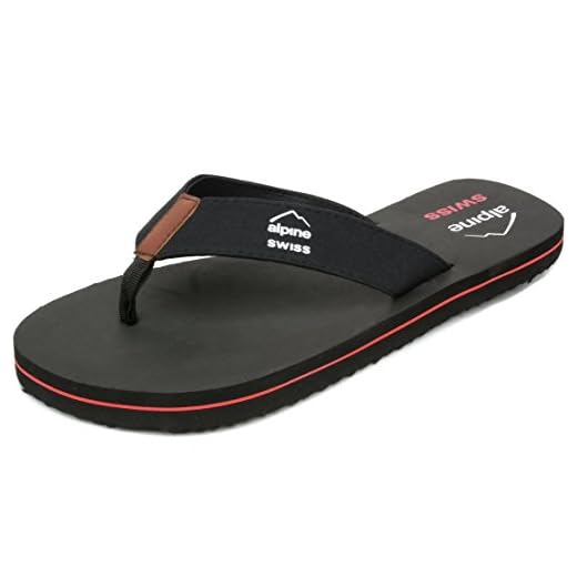 Alpine Swiss Mens Flip Flops Beach Sandals EVA Sole Comfort Thongs Black 11 M US