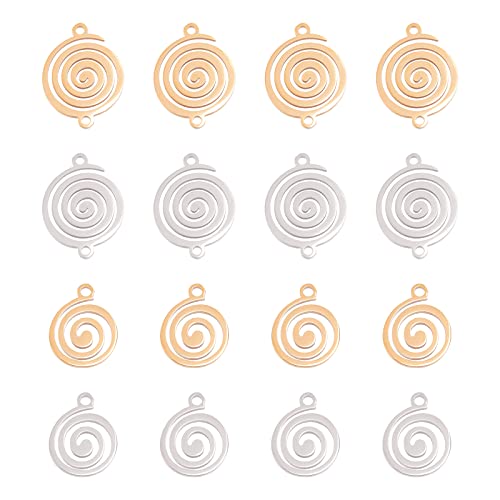 DICOSMETIC 16Pcs 4 Style Stainless Steel Round Vortex Pendant Spiral