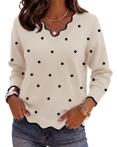 Image of Zeagoo Women's 2026 Fall V Neck Sweater Long Sleeve Lightweight Knit Tops