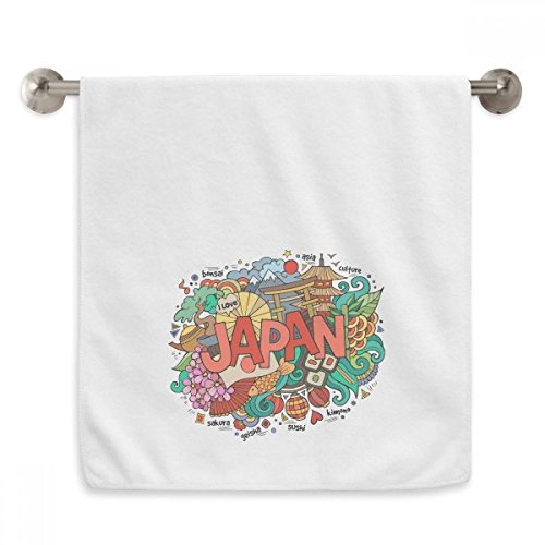 Serviette douce J'aime Le Japon débarbouillette blanche 33x74 - 2
