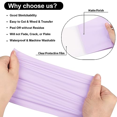 Image of VINYL FROG Orchid Purple Heat Transfer Vinyl Roll 12 inch x5ft Matte HTV Vinyl | Light Purple Iron on Vinyl for T-Shirts, Stretchy & Machine Washable Heat Press Vinyl for DIY Craft Designs