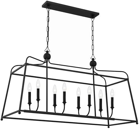 Crystorama Libby Langdon Sylvan 8 Light Black Forged Linear Chandelier