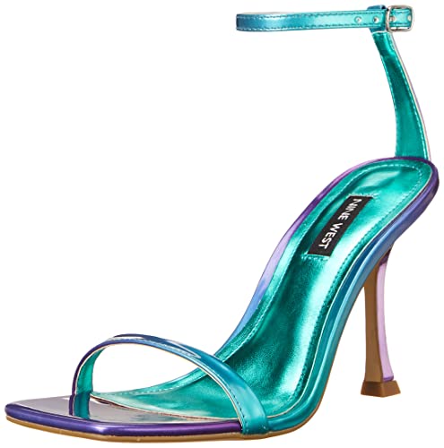 Nine West Women's Yess Heeled Sandal, Purple/Turqoise, 7.5 #TOP20