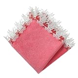 近沢レース 和風 折り鶴刺繍 ピンクハンカチ, レース縁取り付き ミニタオル, 白色レース装飾