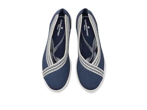 Clarks Clarks CloudSteppers Womens BreezeSky Air Slip On Shoes, Navy Textile, 8 Wide US