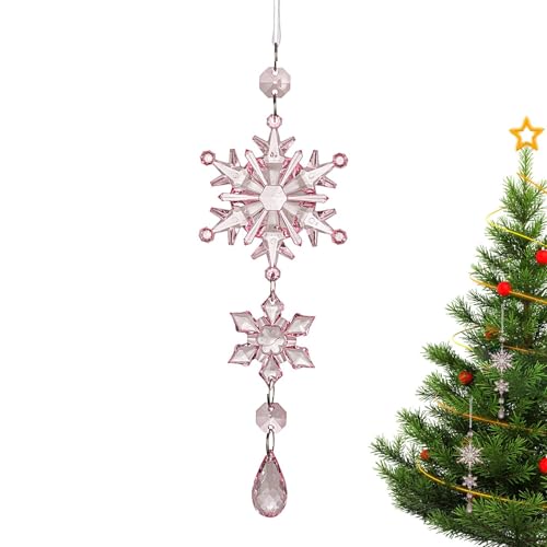 Glittrande akryldekorationer - snöflingor juldekorationer, snöflingedekorationer | festival transparent snöflingor hängande prydnader, s