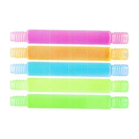 Zayin Mini Pop Tubes Fidget Sensory Toys,Luminous Pop Tube Multi-Color Stretch Pipe Educational Children’s Toy Interesting Elastic Sensory Tools for Stress and Anxiety Relief Boys And Girls Cover