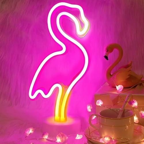 Image of YSMNDE Flamingo Neon Sign, Pink LED Light Sign for Bedroom Girls Room Decor, USB /Battery Operation Night Lights, Pink Flamingo Decor for Wedding, Party Decor, Birthday, Mothers Day Gifts