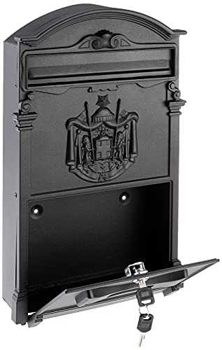 Fine Art Lighting Cast Aluminum Wall Mounted Mailbox, Medium, Black #TOP3