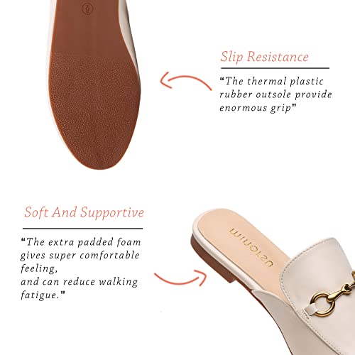 Minorsu Buckle Mules For Women Round Toe Backless Flat Mules Slides Mules Shoes Ladies Slip-On Loafers #TOP3