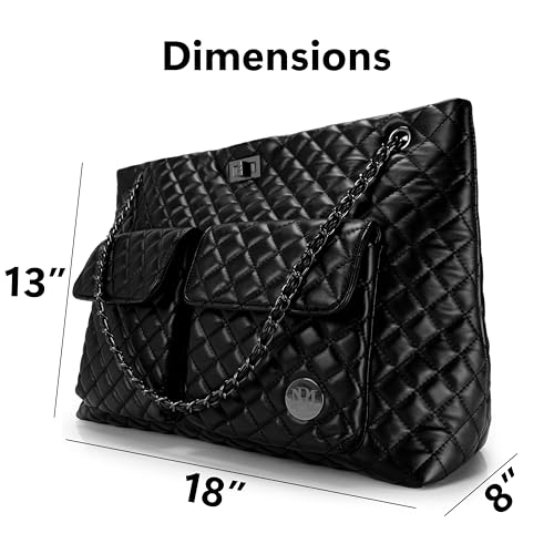 Badgley Mischka Diana Quilted Vegan Leather Tote Weekender Travel Bag4