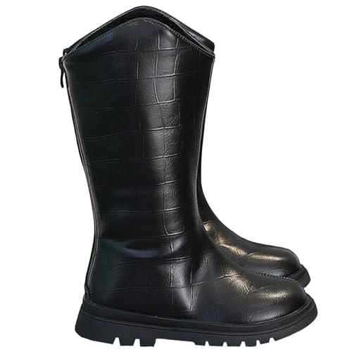 Girls Cute Zip-up Knee High Boots Warm Fur-Lined Snow Boots Costume Ridding Long Boots3