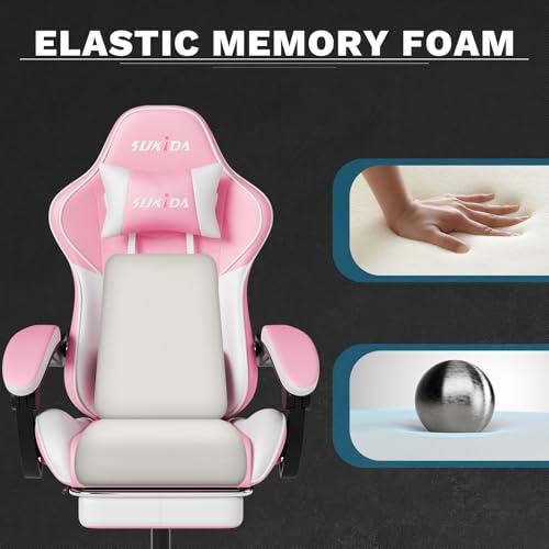 Image of Ergonomic Video Gamer Chairs Gaming Computer Chair Gamer Chairs for Adults Massage Lumbar Support Swivel Height Adjustable Headrest Backrest