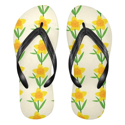 Yellow Flower Branch Flip Flops for Beach Thong Sandals Anti-slip Lightweight Beach Shoes for House Indoor Outdoor