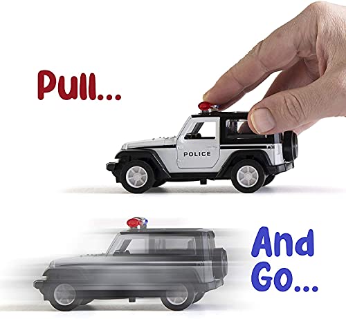 Top Race Metal Die Cast Police Cars Pull Back Battery Powered With Led Headlights Police Truck And Sirens 1:32 Scale Set Of 3 - Die Cast Metal Toy Cars Hot Wheels Police Cars #TOP3