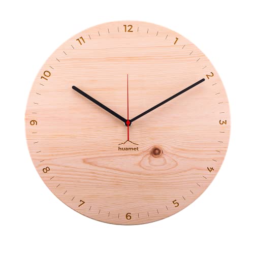 huamet Holz Wanduhr BERGTOUHR aus Zirbe massiv, rund - Holzwanduhr mit einzigartigem Design, geräuschlos ohne Ticken - Qualitätsprodukt Made in Südtirol - CH40-A-1806 Cover