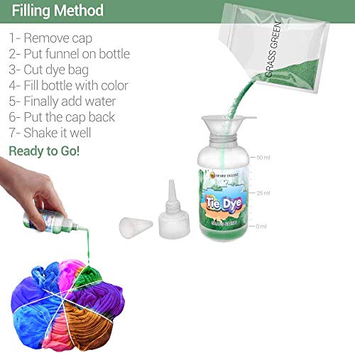 Desire Deluxe Tie Dye Kit – Toy Set of Paint Colours Ink for Dyeing Fabric, Clothes – Creative Art Craft Boys Girls Kits Games Activity for Adults & Kids (9pc)