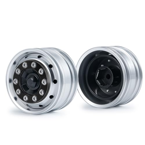 AXspeed Metall Vorderseite Felgen, 2 Stück Hex Radnaben für 1:14 Tamiya Anhänger Traktor Auto Zubehör (Schwarz)