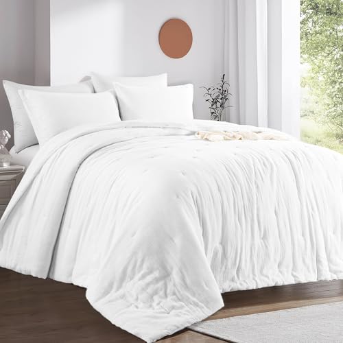 HOMBYS 100% Cotton Muslin Comforter Oversized King 120x120