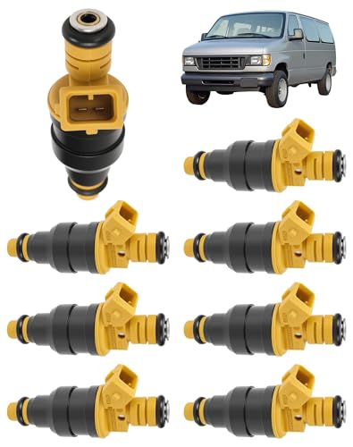 VeloCore 8pcs Fuel Injectors Set 0280150943 Compatible with Ford F150 F250 F350 Mustang Expedition 4.6L 5.0L 5.4L 5.8L V8-4-Hole Upgrade Replaces F0TZ-9F593-DA FJ713