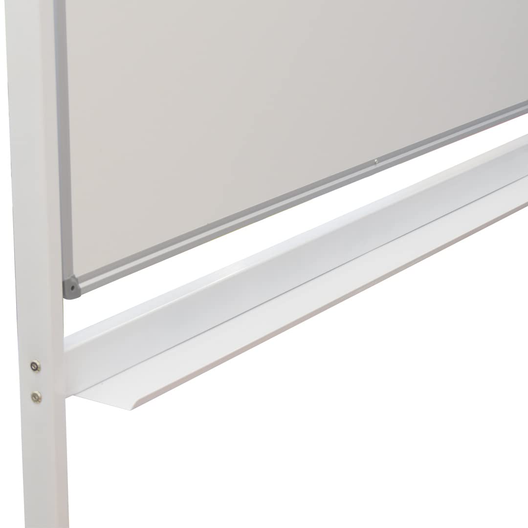Lavagna magnetica bifacciale scrivibile 90x180 cm | con ruote e porta pennarelli